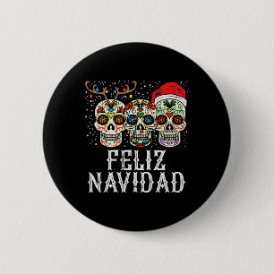Navidad Sugar Skulls Reindeer Santa Mexican Christ 6 Cm Round Badge