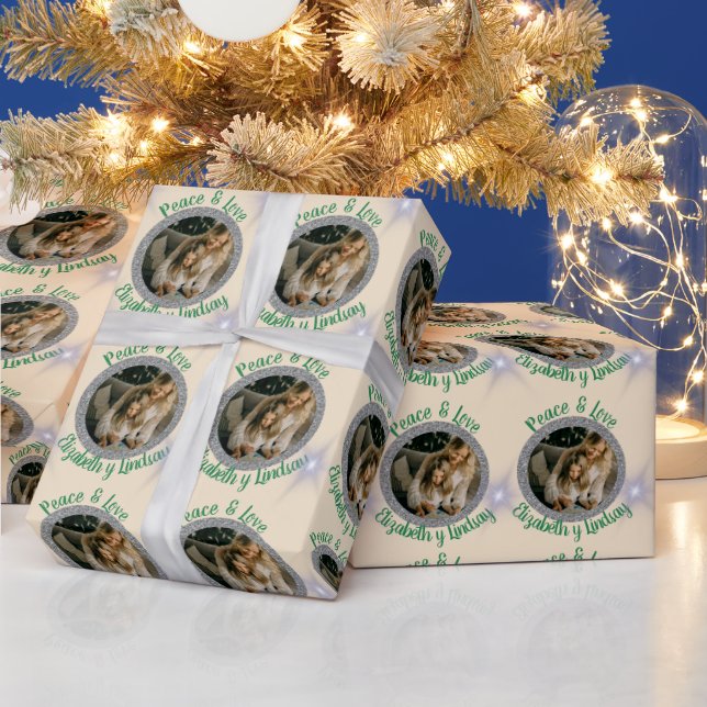 Navidades de fotografía de plata redonda y crema d wrapping paper (Holidays)