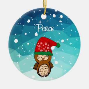 Navidades Kawaii Owl Happiness Ceramic Tree Decoration