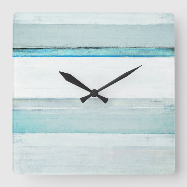 'Navigate' Blue Abstract Art Square Wall Clock (Front)