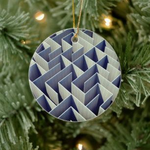 Navigate Nostalgia: Permutation Maze Ceramic Tree Decoration