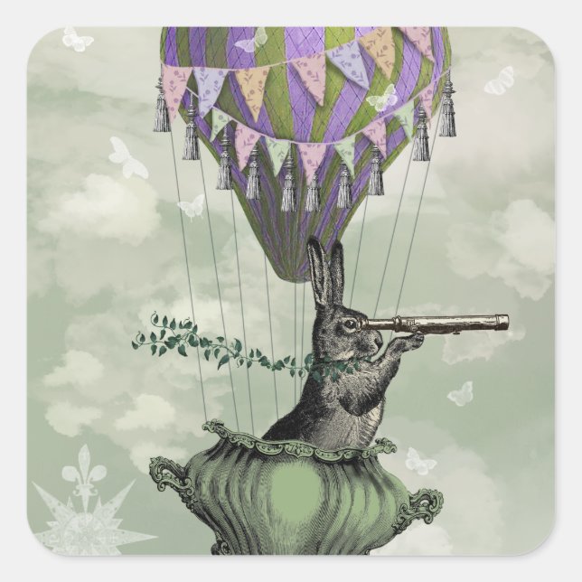 Navigating Rabbit Square Sticker (Front)