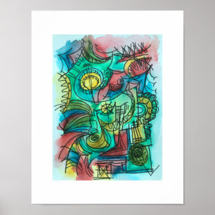 Navigating Through The Storm-Abstract Watercolor Poster