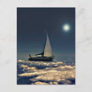 Navigating Trough Clouds Dreamy Collage Postcard