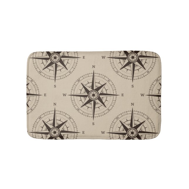 Navigation Compass Pattern Bath Mat (Front)