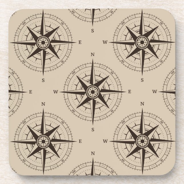 Navigation Compass Pattern Coaster (Front)