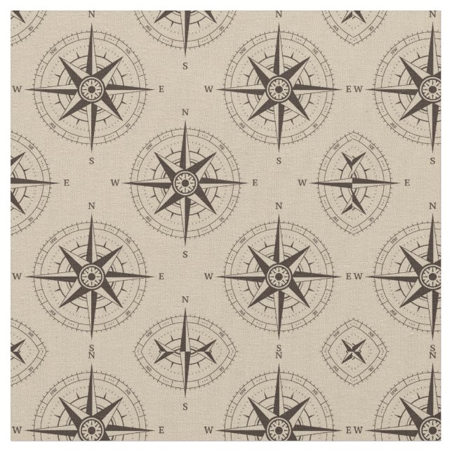 Navigation Compass Pattern Fabric (Close Up)