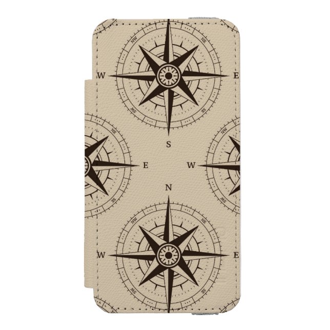 Navigation Compass Pattern Incipio iPhone Wallet Case (Folio Front)
