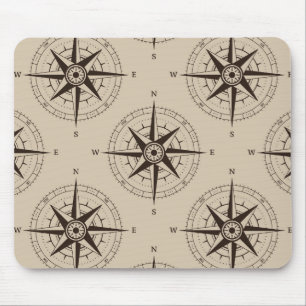 Navigation Compass Pattern Mouse Mat