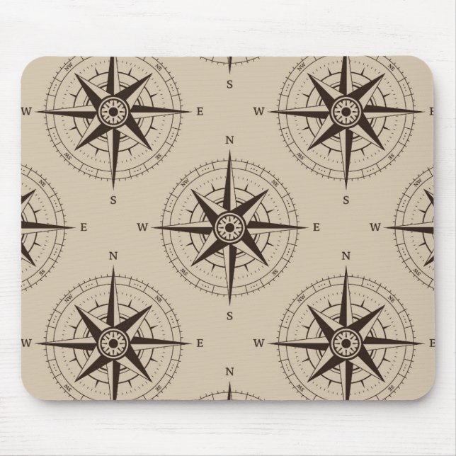 Navigation Compass Pattern Mouse Mat (Front)