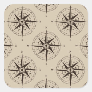 Navigation Compass Pattern Square Sticker
