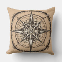 "Navigational Charm: Compass Printed Pillow"