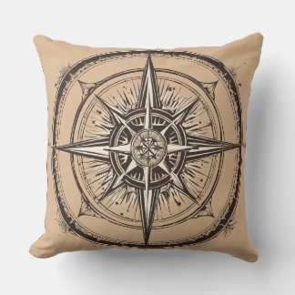 "Navigational Charm: Compass Printed Pillow" Cushion