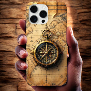 Navigator's Heritage: World Map Compass iPhone 16 Pro Max Case