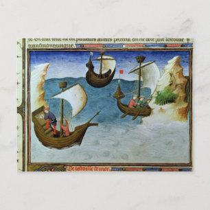 Navigators using an astrolabe postcard