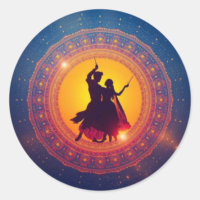 Navratri - A Festival of Devotion and Dance Classic Round Sticker (Front)