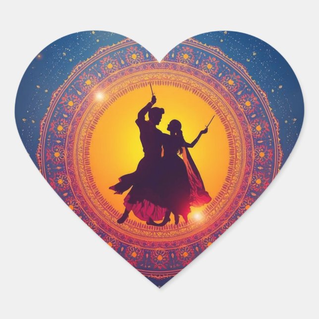 Navratri - A Festival of Devotion and Dance Heart Sticker (Front)