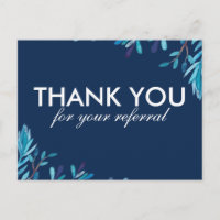 Navty and blue REFERRAL THANK YOU POSTCARD