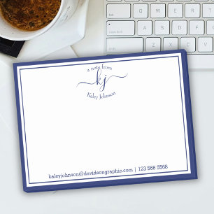 Navy 2 Monogram Script From The Desk Of Post-it Notes