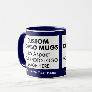 Navy 4:6 Landscape 2 x Photo Frame Custom Combo Mug