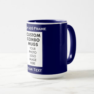 Navy 4:6 Portrait Frame Photo Text Custom Combo Mug
