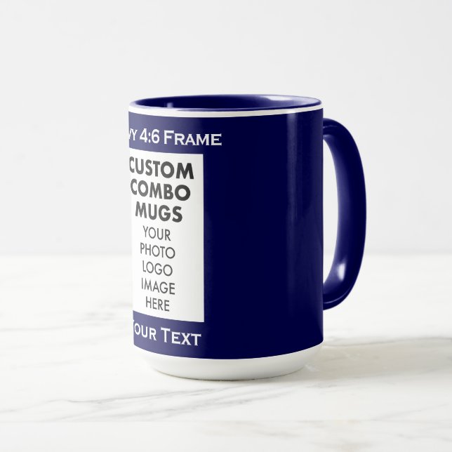 Navy 4:6 Portrait Frame Photo Text Custom Combo Mug (Front Right)