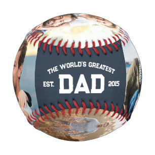 Navy 4 Photos Varisty Font World's Greatest Dad Baseball