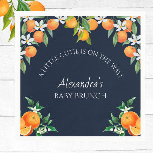 Navy A Little Cutie Orange Citrus Baby Brunch Napkin