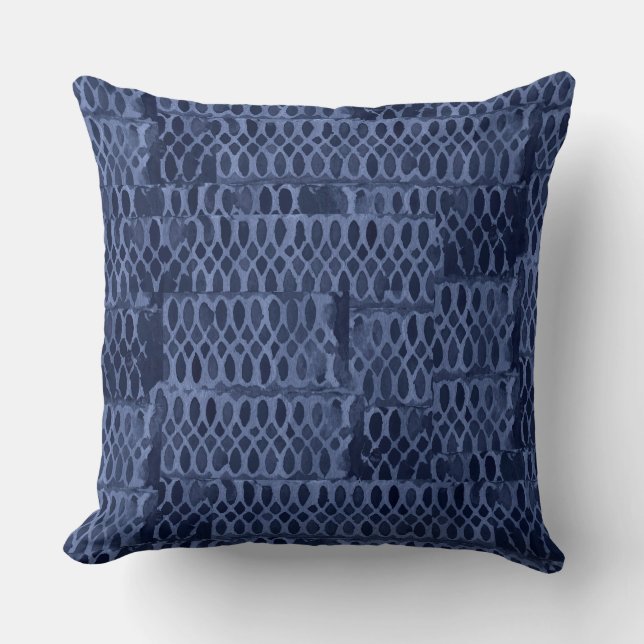 Navy Abstract Lattice Pattern Cushion (Front)