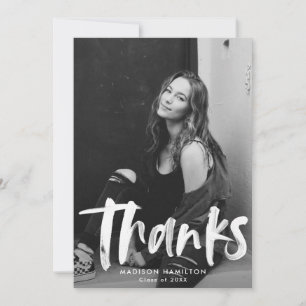 Navy Abstract Photo Graduation Thank You Card