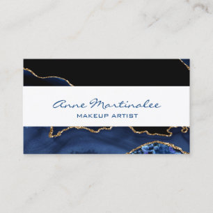 Navy Agate Gold Glitter Business Card