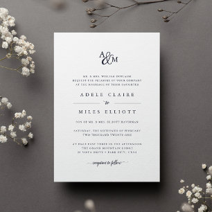 Navy Ampersand Monogram Wedding Invitation