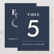 Navy Ampersand Wedding | Modern Table Number