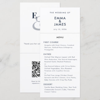 Navy Ampersand Wedding | QR Code | Elegant Menu