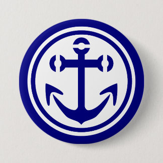 Navy Anchor 7.5 Cm Round Badge