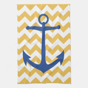Navy Anchor and Chevrons Custom Kitchen Towel