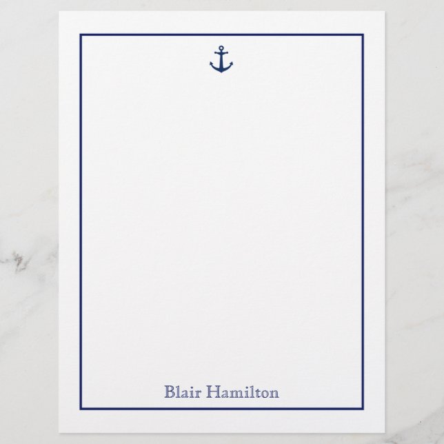Navy Anchor Custom Letterhead (Front)