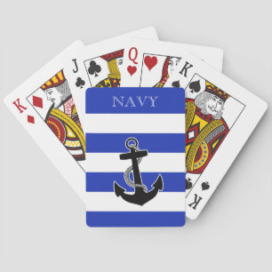 Navy Anchor - personalise with name or other text Playing Cards