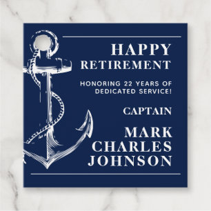 Navy Anchor Retirement Favour Tags
