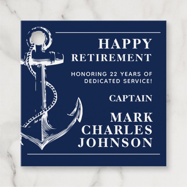 Navy Anchor Retirement  Favour Tags (Front)