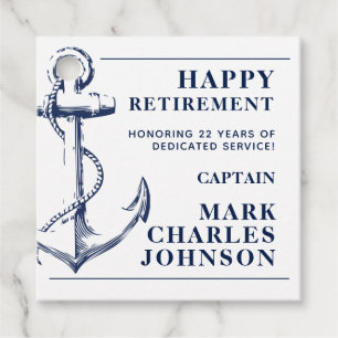Navy Anchor Retirement Nautical Favour Tags