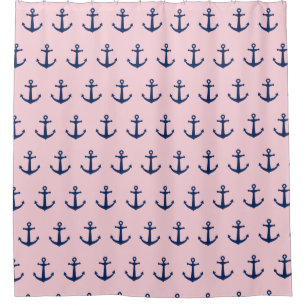 Navy Anchor Shower Curtain