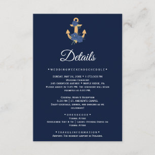 Navy Anchor Wedding Details Card