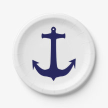 Navy Anchor White/Blue 7 inch plate