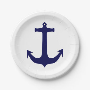 Navy Anchor White/Blue 7 inch plate