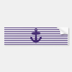 Navy Anchor with Blue Sailor Stripes Bumper Sticker
