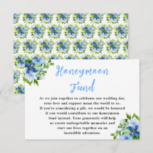 Navy and Baby Blue Floral Wedding Honeymoon Fund Enclosure Card