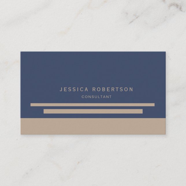 Navy and Beige Corporate Business Card (Front)
