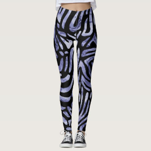 Navy and Black Zebra Stripes Leggings