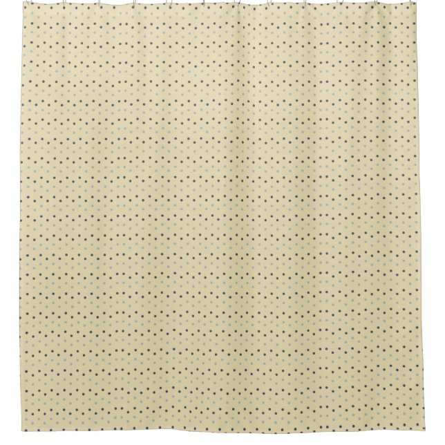 Navy and Blue Polka Dotted on Cream Shower Curtain (Front)